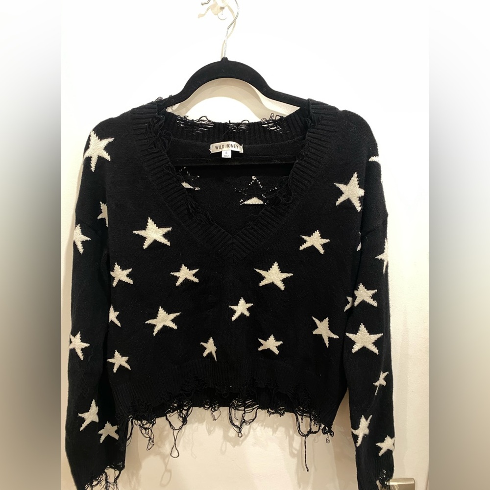 Wild Honey Distressed Star Sweater